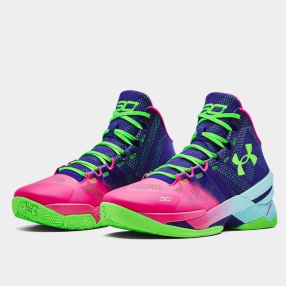 Under Armour Curry 2 Retro Northern Lights 3026052-600 Basketball Shoes Sneakers - Picture 4 of 7